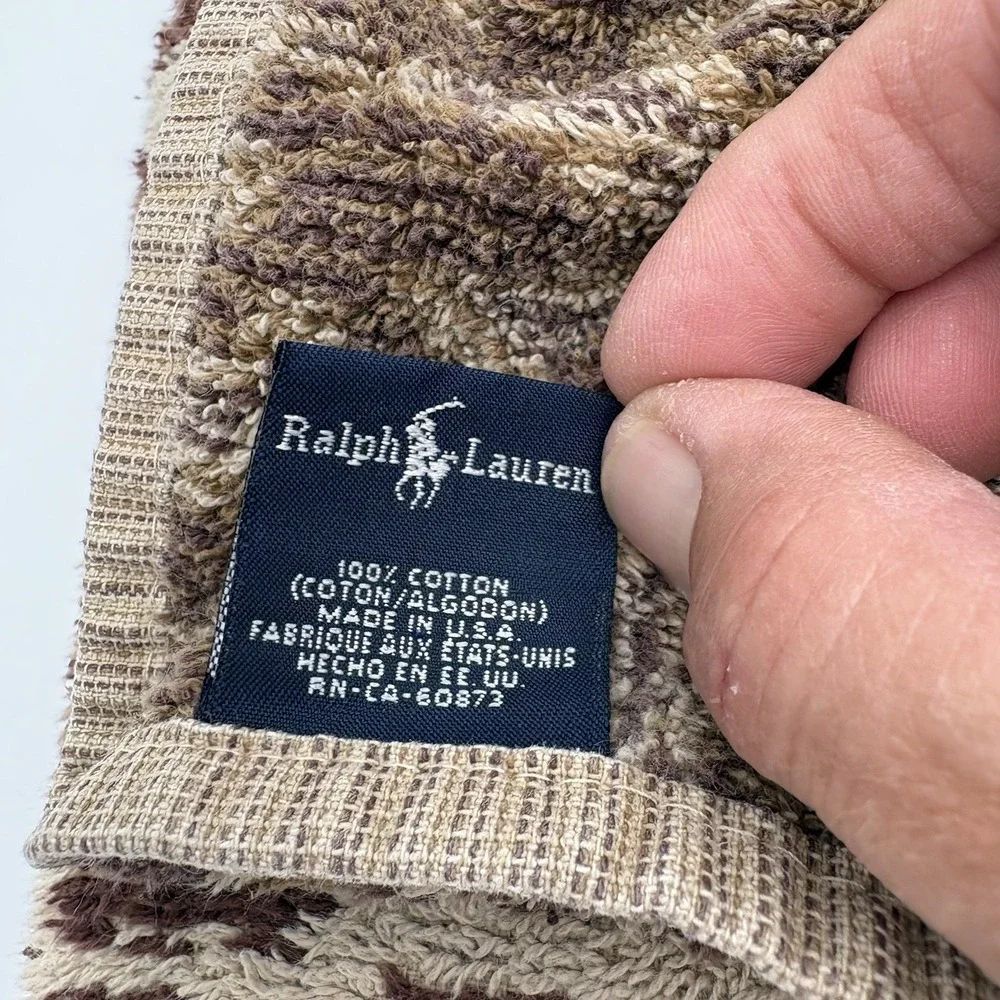 Ralph Lauren Vtg  Aragon Leopard Animal Print Cheetah Bath And Hand Towel Set